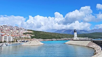 Coastal architecture, marina and clear blue sea - Lustica Bay Montenegro April 20, 2025