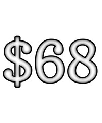 dollar sign on a white background $68