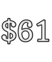 dollar sign on a white background $61