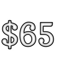 dollar sign on a white background $65