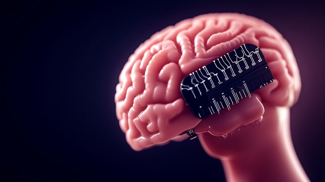 Human brain with a chip