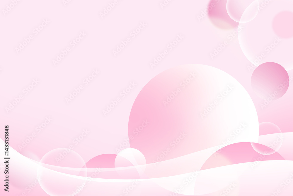 Aufkleber abstract circle gradient soft light pink bokeh with curve pattern wave background for graphic busine