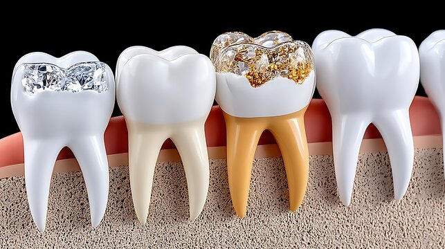 Dental Fillings Gold Inlay Diamond Composite Resin Teeth Restoration