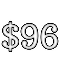 dollar symbol on white background $96