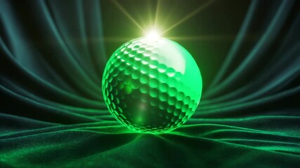 Cybernetic green golf ball hologram in a virtual cyberspace scene with neon lights - Powered by Adobe