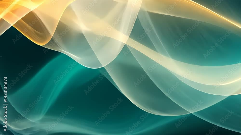 Poster flowing waves of light dance gracefully, creating a mesmerizing visual symphony in a tranquil space 