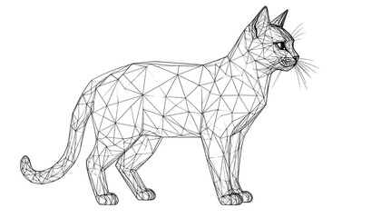 polygonal cat on transparent Bg