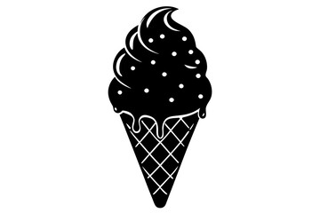 ice cream cone silhouette vector illustration 