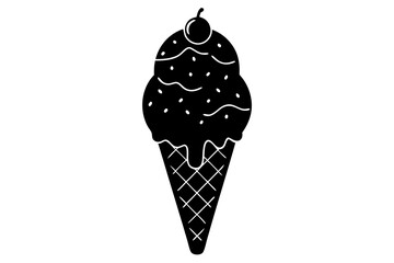 ice cream cone silhouette vector illustration 