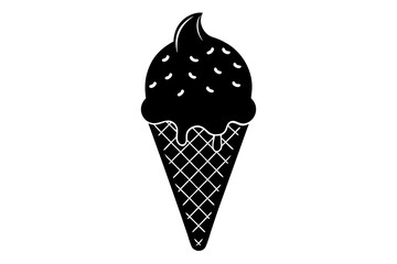 ice cream cone silhouette vector illustration 