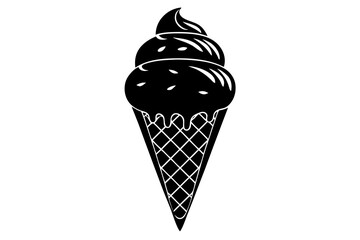 ice cream cone silhouette vector illustration 