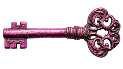 Vintage pink finished ornate key