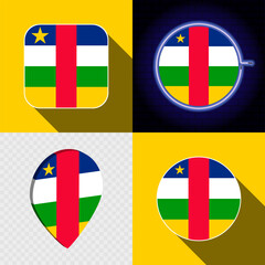 Set of modern icons with the national flag of Central African Republic.