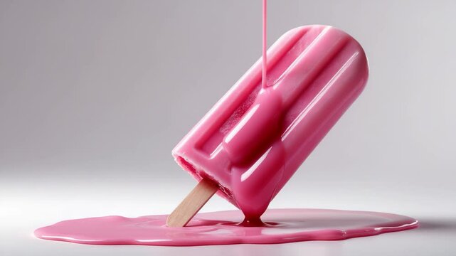 Isolated pink raspberry ice pop on background with clipping path