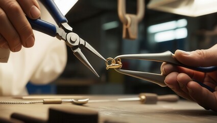 Crafting jewelry artisan techniques in workshop detailed process close-up view