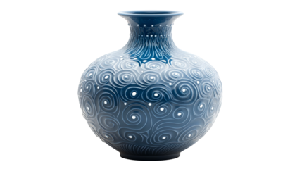 Elegant blue vase with swirls and design