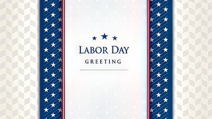 Obraz premium Blue Labor Day greeting with stars and stripes on a book cover format, giving it a formal presentation.