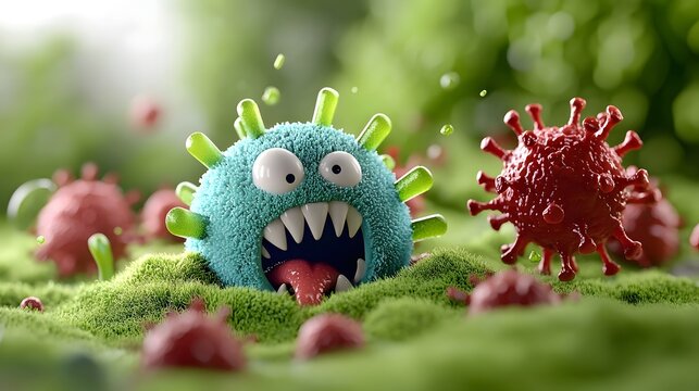 Cartoon defense against microscopic viruses