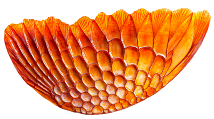 Detailed view of a vibrant orange fish scale