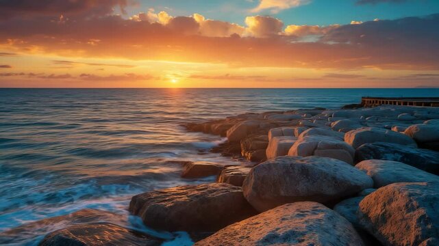 Romantic coastal scene showcasing stunning light.