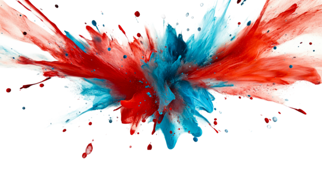 Red and blue paint on white background