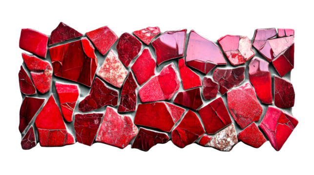 Red mosaic tiles arranged in a striking pattern