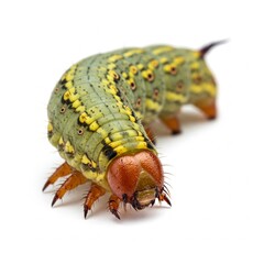 Macro Armyworm Pest Corn Infestation Isolated on White