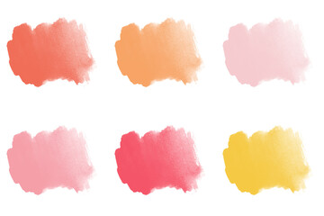 Soft watercolor splotches in various shades of pink, orange, and yellow create a vibrant and artistic background, ideal for use in creative designs and modern illustrations.