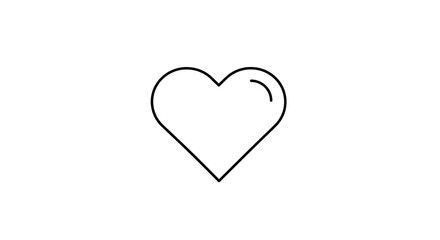 Simple Line Art Heart: Minimalist Black Outline Icon