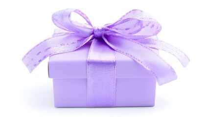 Decorative Purple Gift Box with Shiny Ribbon Ready for Celebration or Special Occasion