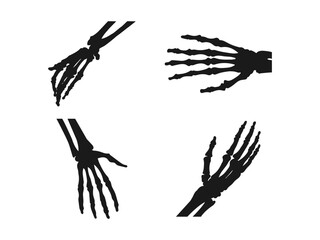 Skeleton Hands Silhouette black icon. Silhouette of a human hand skeleton pointing an index finger. vector on a white background.