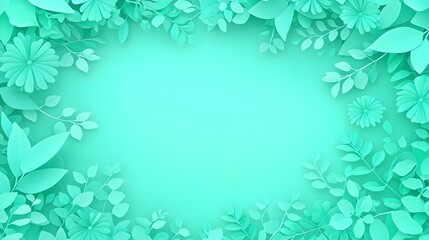A Vibrant Green Leafy Background Featuring An Intricate Border Of Floral Elements