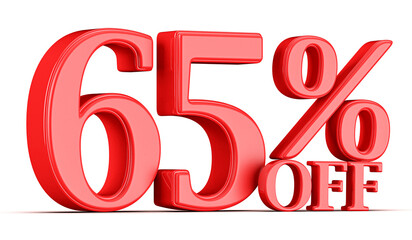 65 Percent Off Discount Promotion Red Number