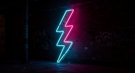Obraz premium Vibrant neon lightning bolt graphic design