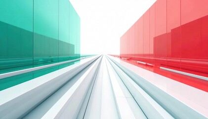 Obraz premium Geometric abstract design with bold teal and coral accents on white , design, rectangle