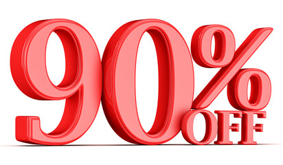 90 Percent Off Discount Promotion Red Number