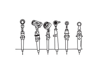Laryngoscope line art surgical tool diagram