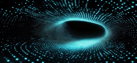 Fototapeta premium futuristic halftone black hole vector background with blue dots