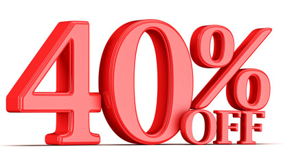40 Percent Off Discount Promotion Red Number