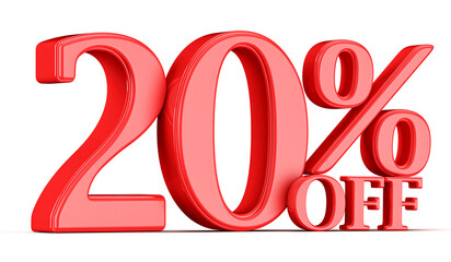 20 Percent Off Discount Promotion Red Number