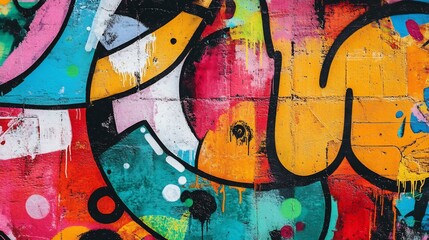 Vibrant Graffiti Wall: Abstract Urban Art in Bold Colors