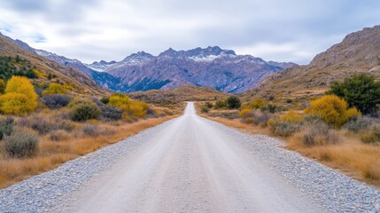 Fototapeta premium Scenic gravel road winding through autumnal landscape