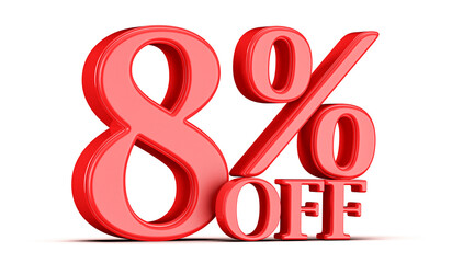 8 Percent Off Discount Promotion Red Number