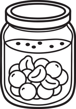 jar filled fruit black and white clip art preview