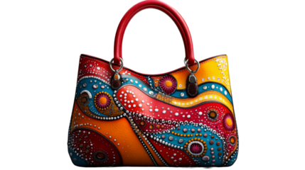 Colorful handbag with intricate design patterns