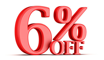 6 Percent Off Discount Promotion Red Number