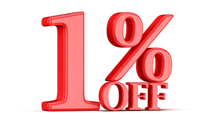 1 Percent Off Discount Promotion Red Number