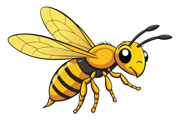 cartoon wasp flying on white