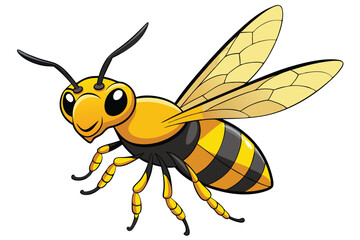 cartoon wasp flying on white