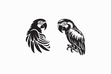 Macaw animal vector silhouette black and white image made by adobe illustrator. eps